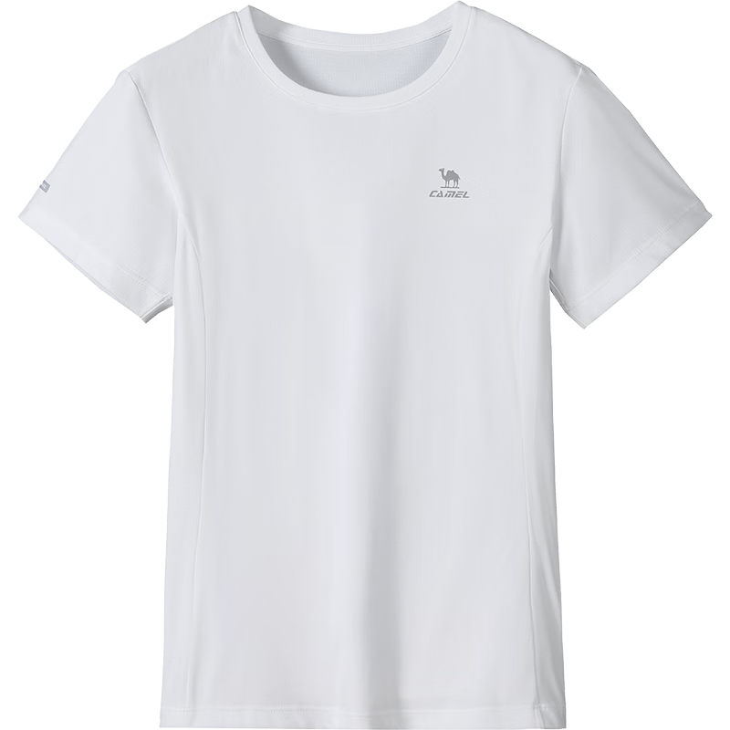 CAMEL Women's Quick-Dry Breathable Crew Neck Short Sleeve Running Sports T-Shirt C26BZ0L7004 Boundless White L