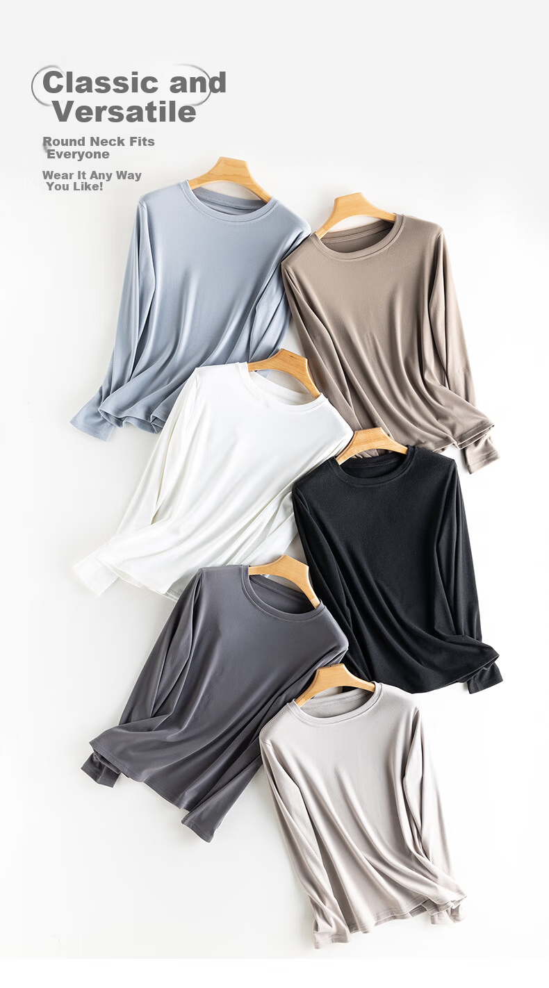 LangSha Women's Autumn Slim Fit Base Layer Long Sleeve T-Shirt 2025 New Round Neck Casual Top 11