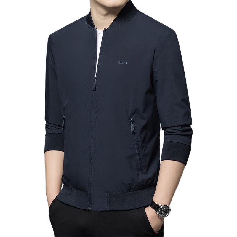 Edenbo Autumn Winter Casual Jacket Baseball Collar Business Commuter Coat Men Navy Blue 170/88A (L)