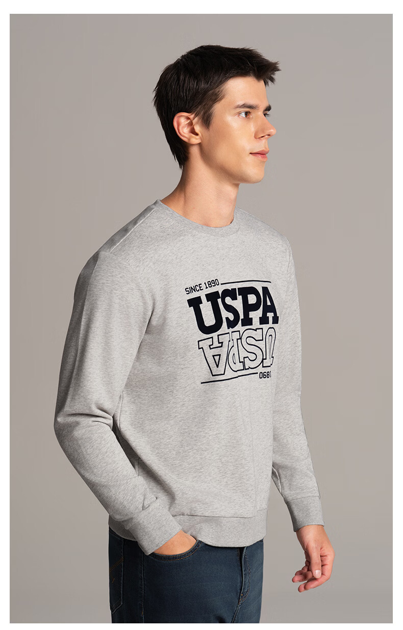 U.S. POLO ASSN. Men's Fleece-Lined Heavyweight Long Sleeve Sweatshirt Casual Loose Fit White XL 9