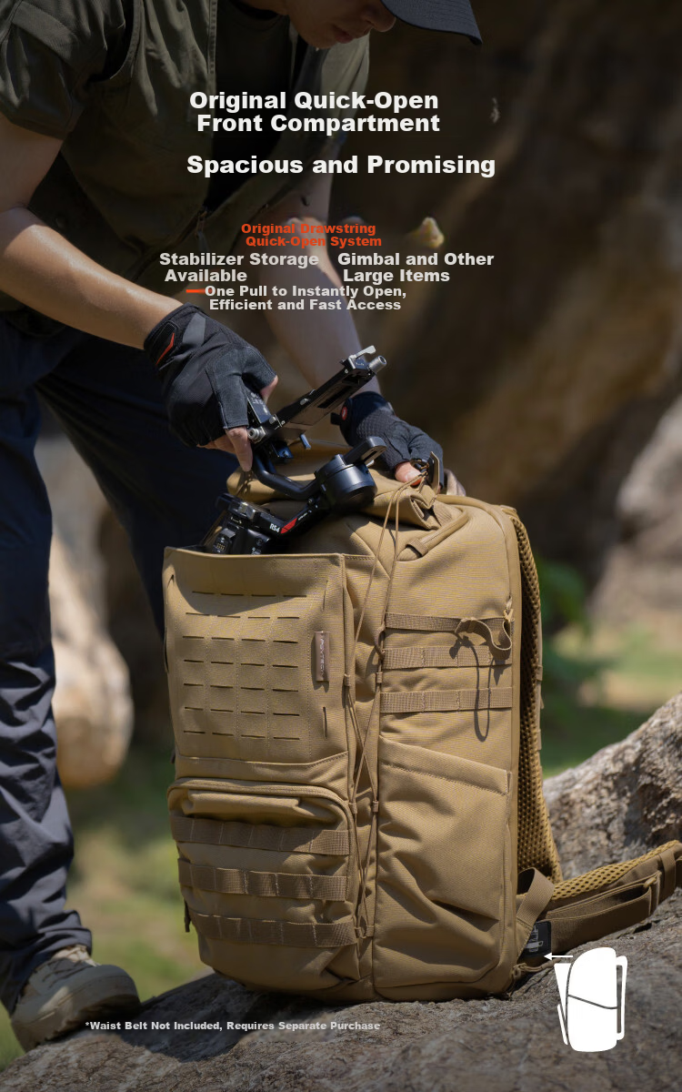 PGYTECH OneMo TAC Camera Backpack Digital Bag Canon Nikon Stabilizer Professional Storage Outdoor Travel DSLR Camera Bag 25L Night Camouflage 3