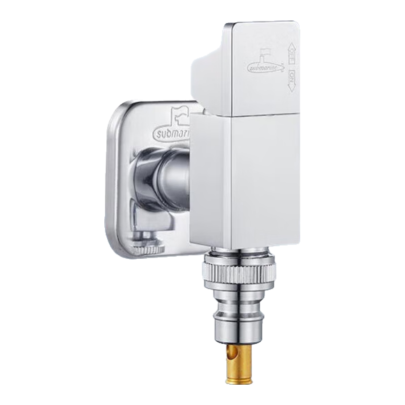 Submarine F418 Piano Key Chrome-Plated Angle Valve, Washing Machine Faucet, Ceramic Valve Core, 1/2 Inch Connector with Water Stop Needle, Spout