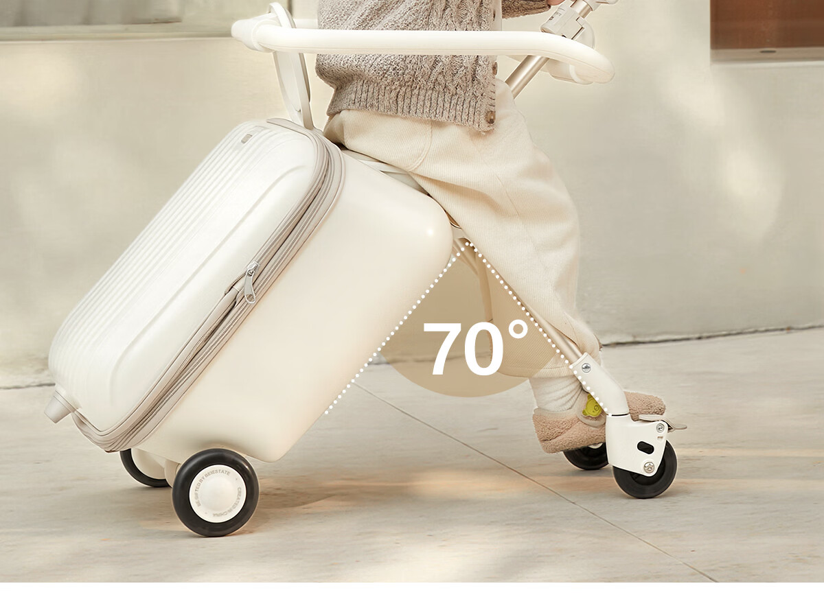 BEIESTATE Kids Travel Suitcase Toddler Ride-On Carry-On Luggage with Telescopic Handle Lazy Travel (No Guardrail Version) 14