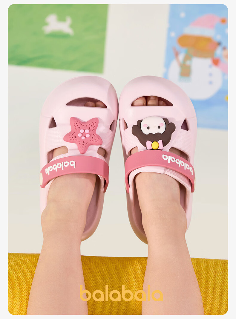 Balabala Kids Cartoon EVA Soft Sole Holey Sandals Boys Girls Summer Indoor Outdoor Beach Slippers 11