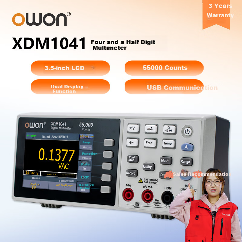 Owon Desktop Multimeter XDM1041 4.5-Digit 55000 Counts Industrial Maintenance USB Interface