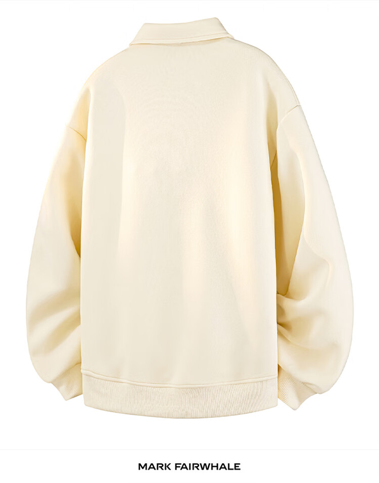 MARK FAIRWHALE Men's Spring and Autumn Hoodie American Streetwear Half-Zip Vintage Couple Loose Long Sleeve T-Shirt 3