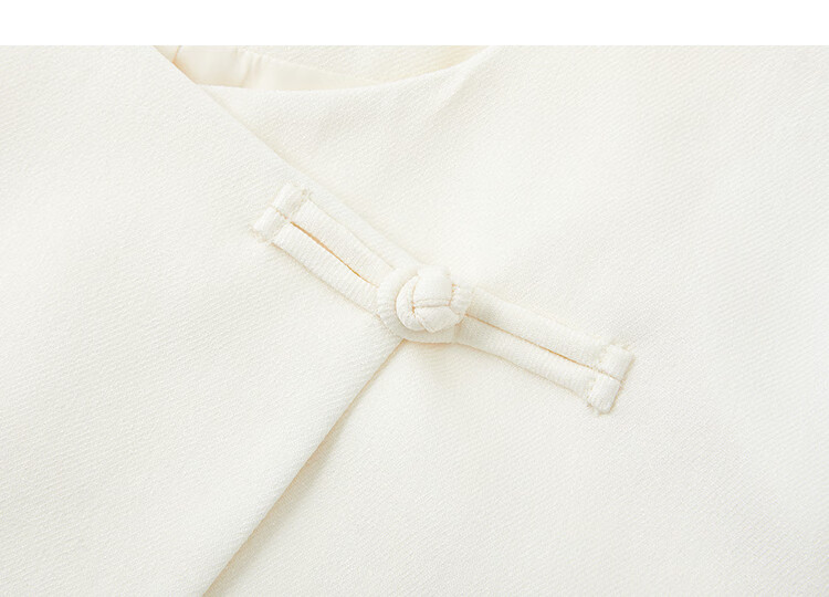 Demana Cream Mousse Spring Gentle Atmosphere Asymmetric Collar Button Design Short Petite Women's Jacket 13
