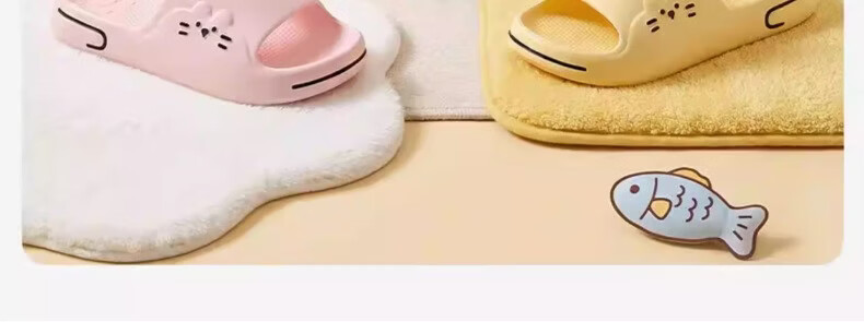 Qiumuxi Cute Cat Slippers Unisex Cartoon Outdoor Anti-Slip Home Indoor Bathroom Couple Thick Sole Soft Feeling Cool Slippers 2