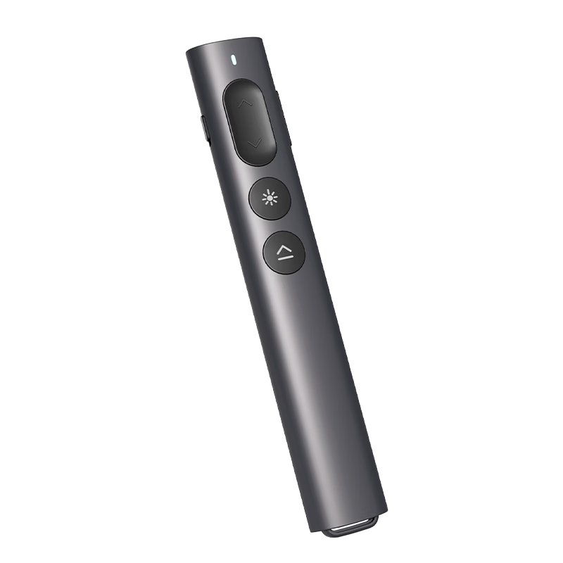 Deli Digital Physical Dual-Laser Presentation Pointer with Air Mouse Function PPT Teacher Presenter LED LCD Screen Seewo Whiteboard Honghe Zoom Annotation Timer Red Laser MA223