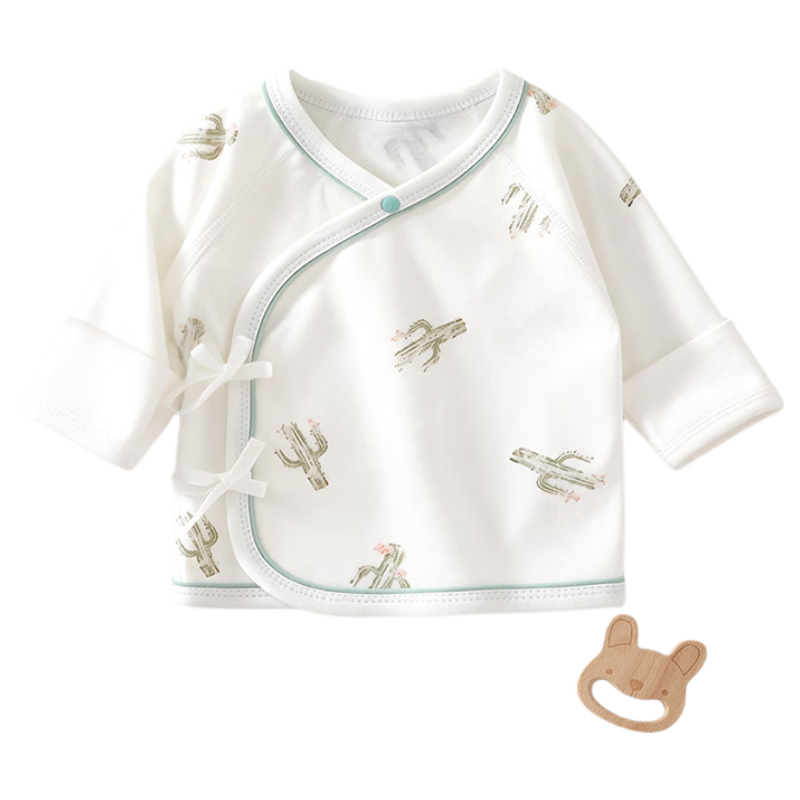Aibao Baby Half-Back Shirt Spring and Autumn Newborn Top Monk Suit Baby Close-Fitting Homewear T286 Cactus Size 59