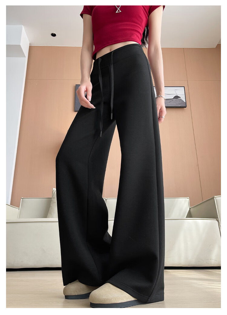 Modal Gray Women's Sweatpants 2026 Spring Summer New High Waist Slim Straight Narrow Casual Wide-Leg Joggers 14