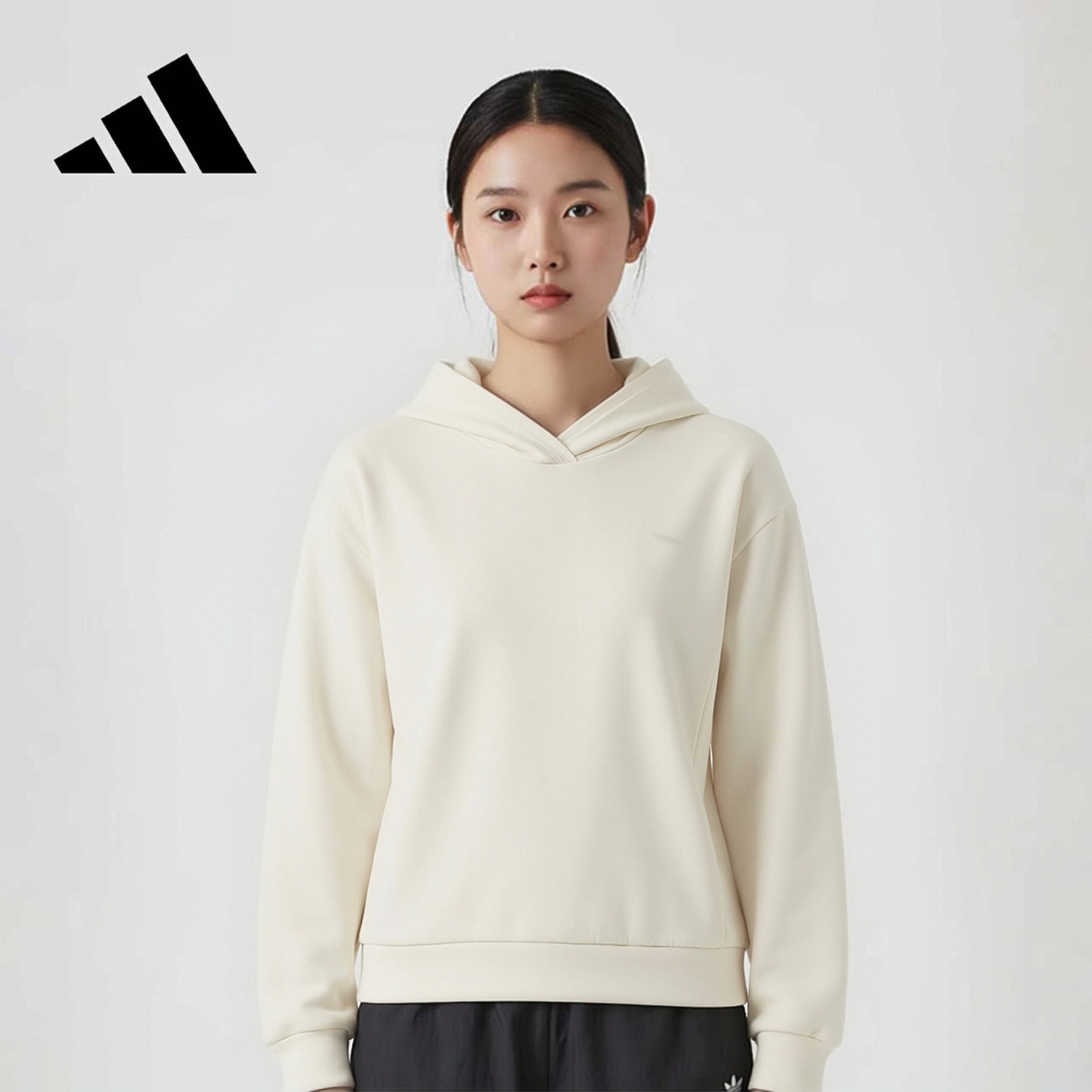 Adidas Women's Trendy Pullover Comfortable Skin-friendly Quick-dry Polyester Hoodie JL9634