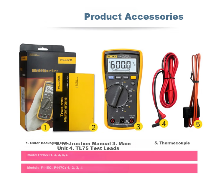 FLUKE 116C True RMS Digital Multimeter High Precision AC/DC Voltage Current Meter 13