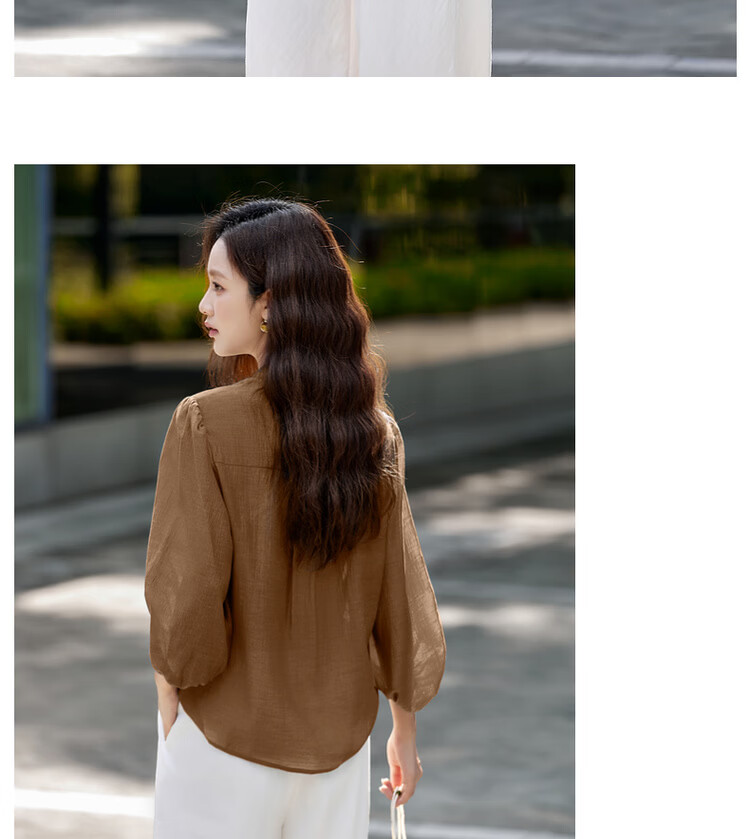 Vimly New Chinese Style National Wind Pleated Round Neck Shirt Women New Flowing Shoulder Jacket Top Peacock Blue XL 24