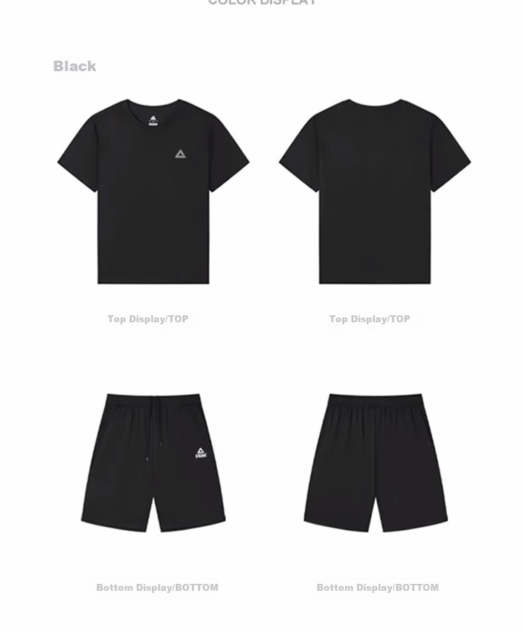 PEAK Men's Badminton Quick-Dry Breathable Running Fitness Loose Two-Piece Set Shorts + Short Sleeve Sports Suit Black XL 11