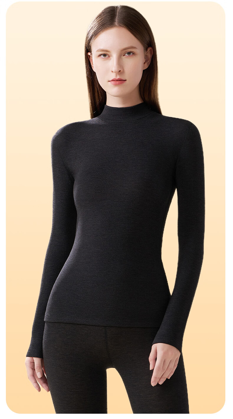 Miiow Women's Cashmere Silk Thermal Underwear Set 2025 Autumn Winter New High Neck Top and Bottom Warm Suit 19