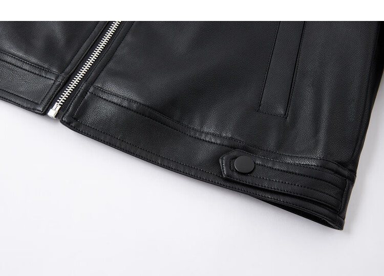 Demana Vintage Street Spring Motorcycle Style Stand Collar Asymmetric Patchwork Loose Short Petite Women's Jacket 13