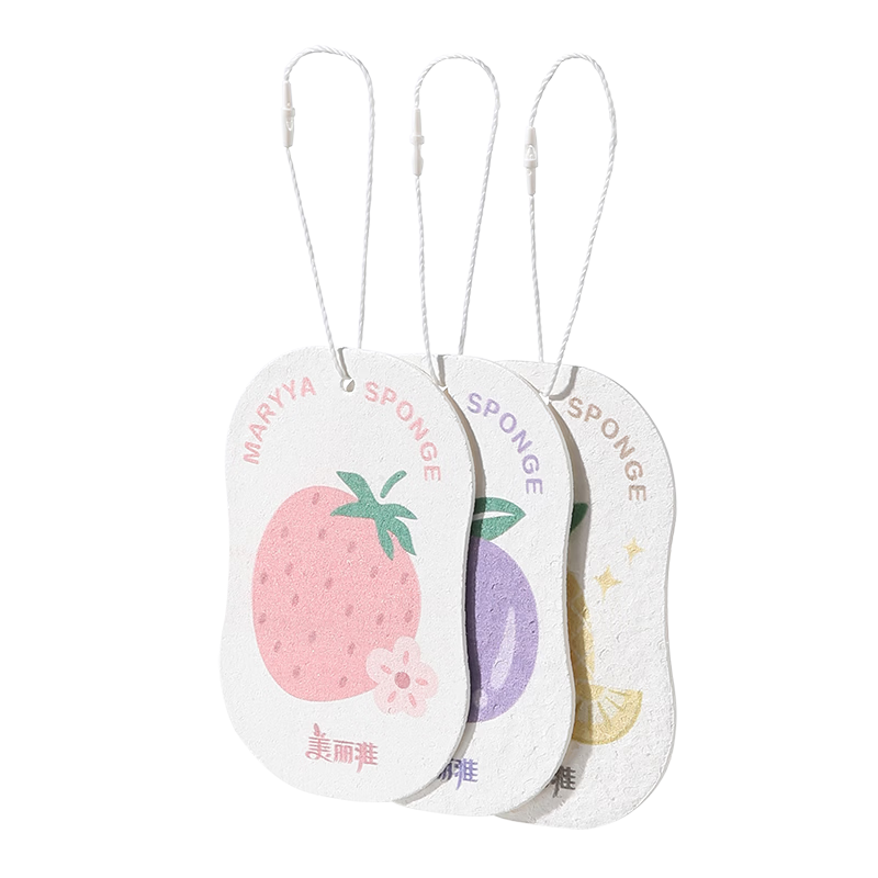 MARYYA Wood Pulp Sponge, 3 Pieces Kitchen Scouring Pad, Non-Stick Oil, Lint-Free, Dish Cleaning Cloth, Baby Dish Washing Tool
