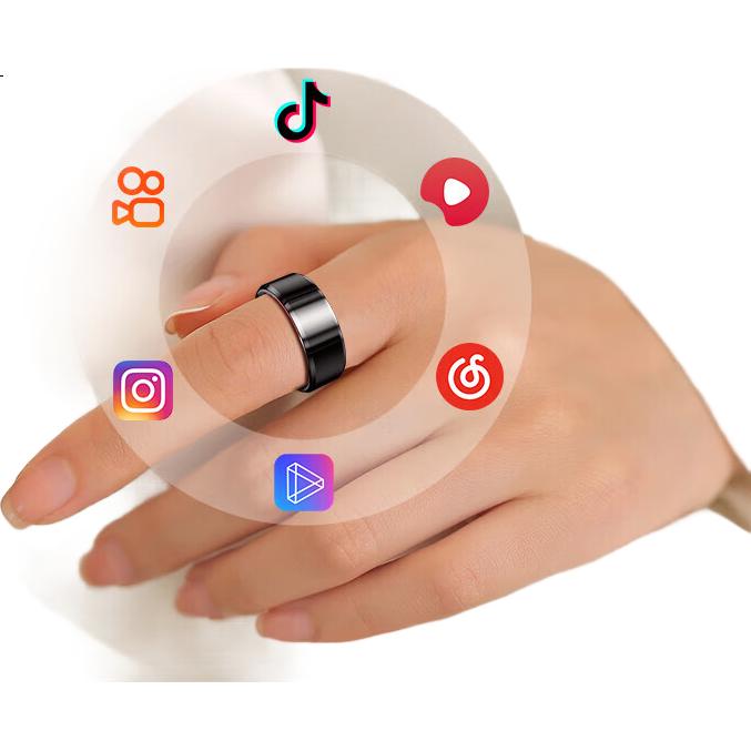 Умный браслет KUMI Ring H1, спортивный, водонепроницаемый 50 м, с дистанционным управлением камерой, мониторинг сердечного ритма и кислорода в крови, отслеживание сна, Bluetooth, черный, размер 9
