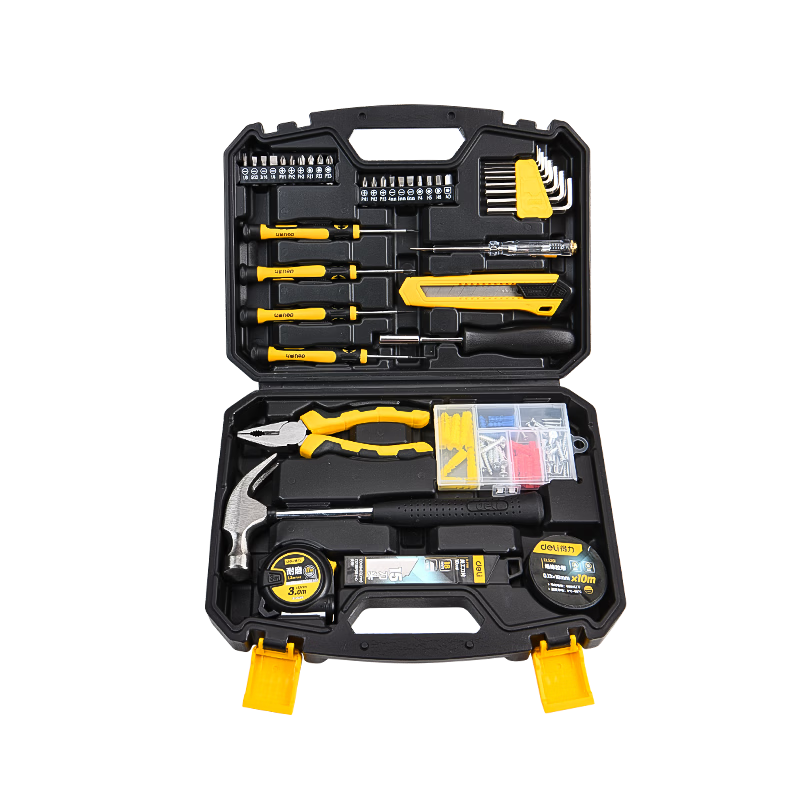 Deli Tool Box Set for Home Repair And Hardware Tools, 126-Piece Set Including Screwdrivers, Pliers, Wrenches, And Claw Hammer