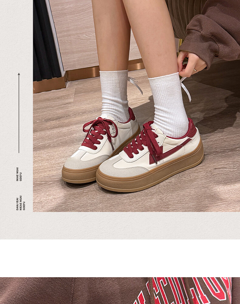 Warrior Women's German Training Shoes New Retro Style 2026 Summer Casual Sneakers Women Beige Gray Red Size 35 9