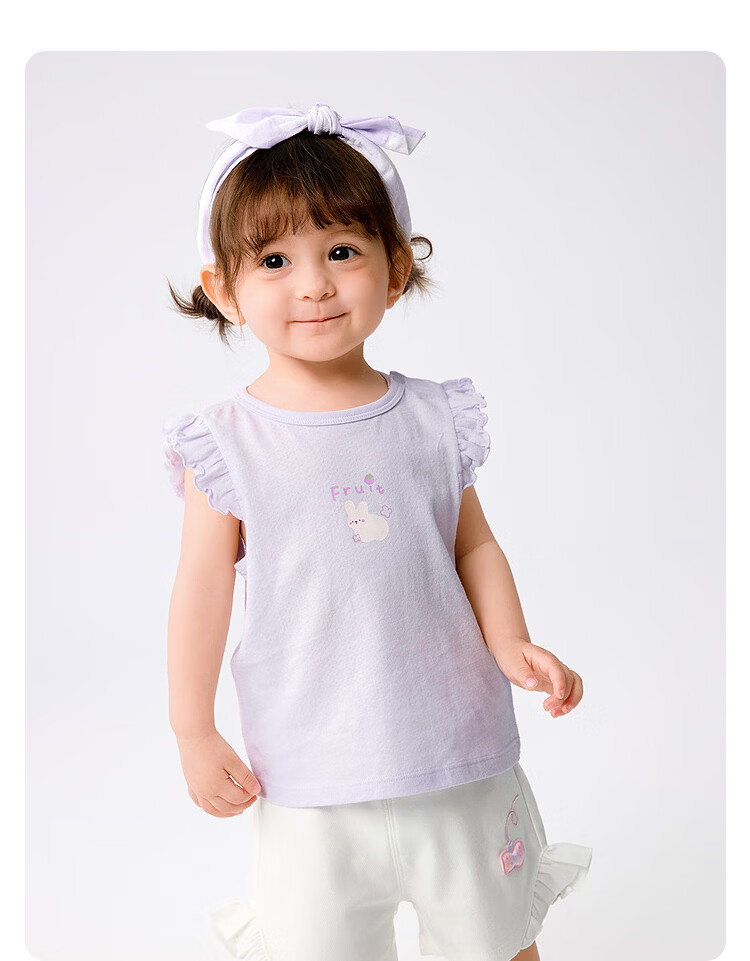 BALABALA Baby Vest, Infant Top, 2026 New Summer Two-Piece Set, Breathable Comfortable Sweat-Absorbing T-Shirt, Pure Cotton Cute Desig 9