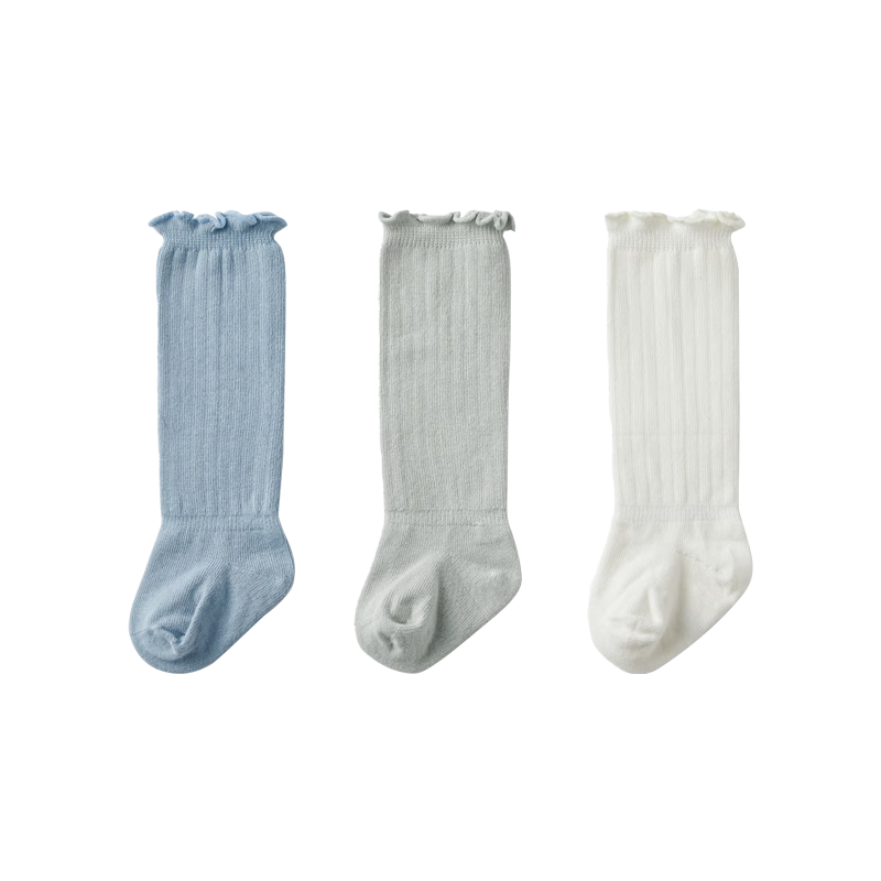 EMXEE Baby Socks Autumn Winter Non-Restrictive Long Socks Newborn Infant Knee-High Fleece-Lined Socks for Boys and Girls 3 Pairs