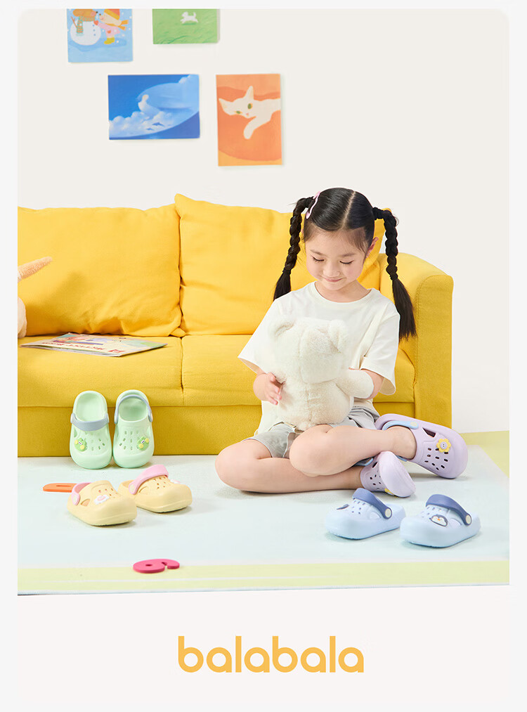 Balabala Boys' Summer Hollow-out Shoes Girls' Soft Sole Slippers Children's Indoor Slippers Toddler Beach Shoes Outdoor Wear 3