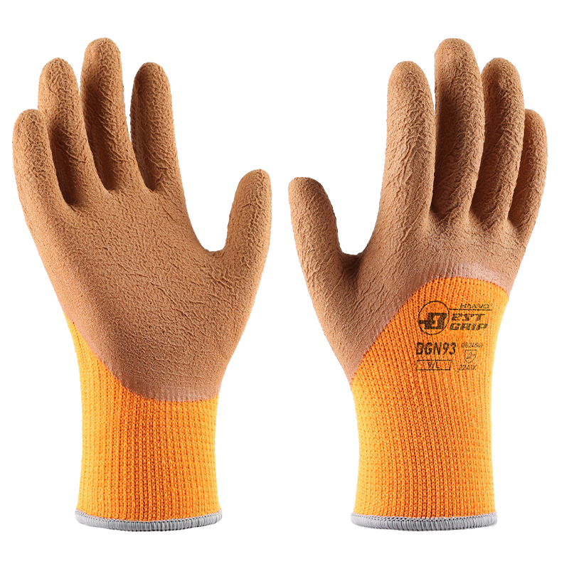 Henghui Rubber-Coated Work Gloves with Fleece Lining, Thickened Cold-Resistant And Warm, Winter Fishing Cold Storage Anti-Cold Construction Site Protective Gloves DGN93 [10 Pairs]
