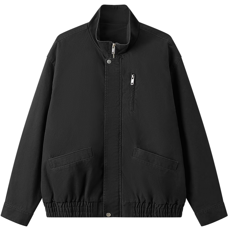 Gxgjeans Men's Stand Collar Oversized Workwear Casual Loose Jacket Coat Black 180/XL Spring 2026 New Arrival