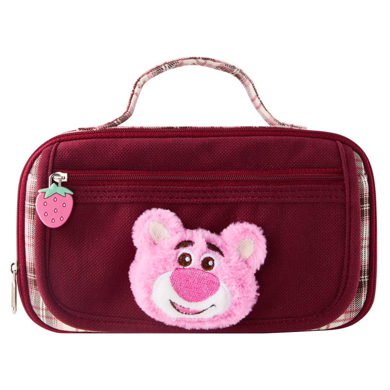 Disney Elementary School Pencil Case Large Capacity Handheld Stationery Bag High-Quality Strawberry Bear
