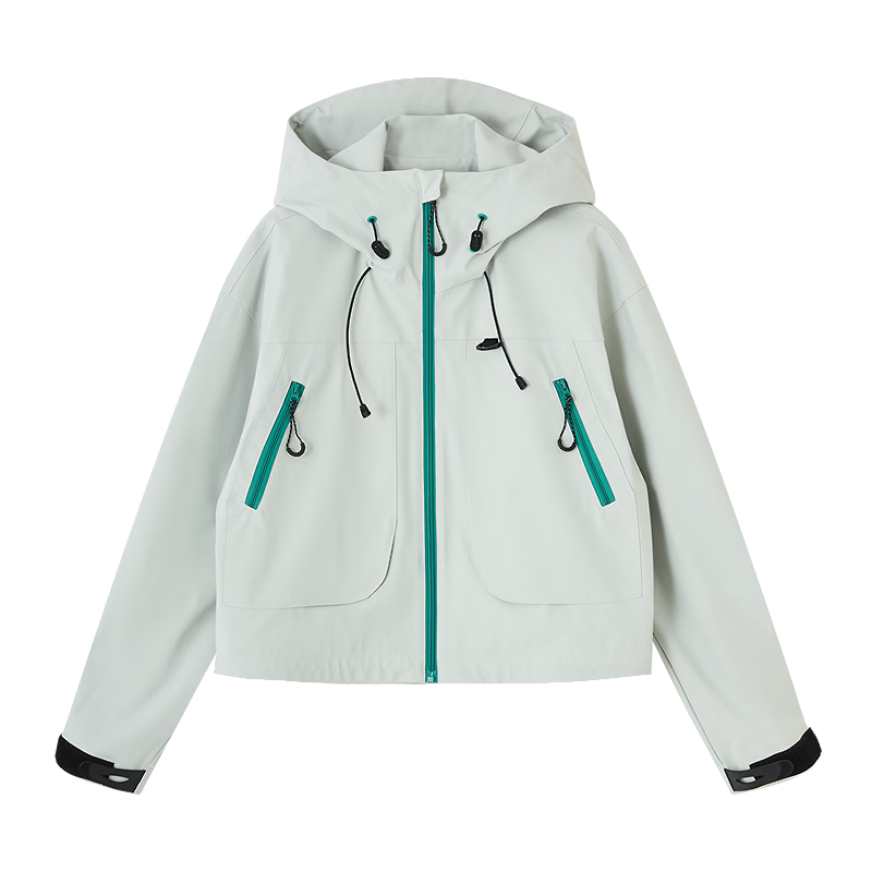 Demana [Three-Proof Black Technology] Spring Outdoor Windproof Hooded Color-Block Zipper Velcro Loose Fit Petite Women's Jacket