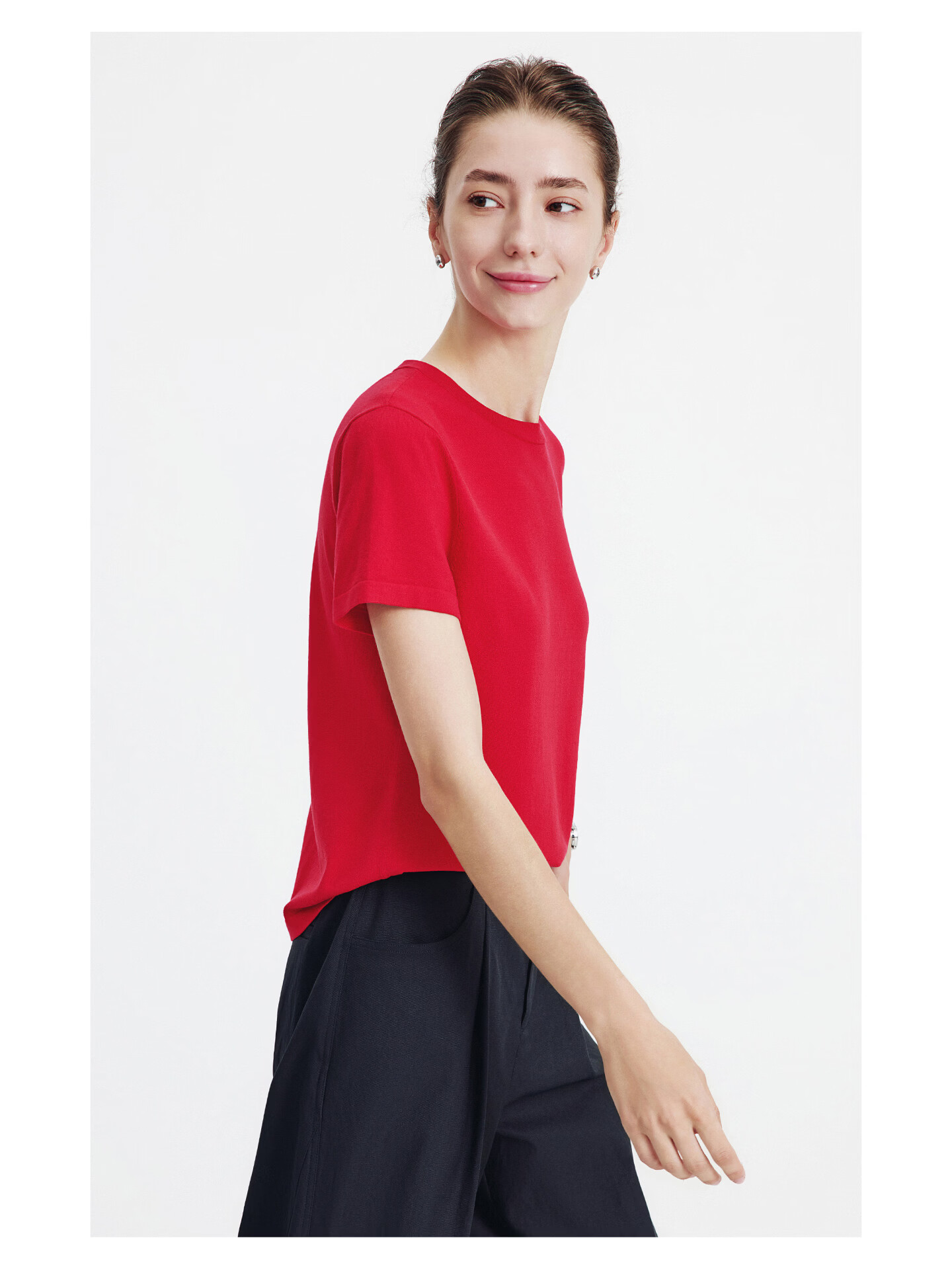 Navigare Small Sailboat Basic Short Sleeve T-Shirt Women 2026 New Round Neck Solid Color Knit Top 2325506507 61