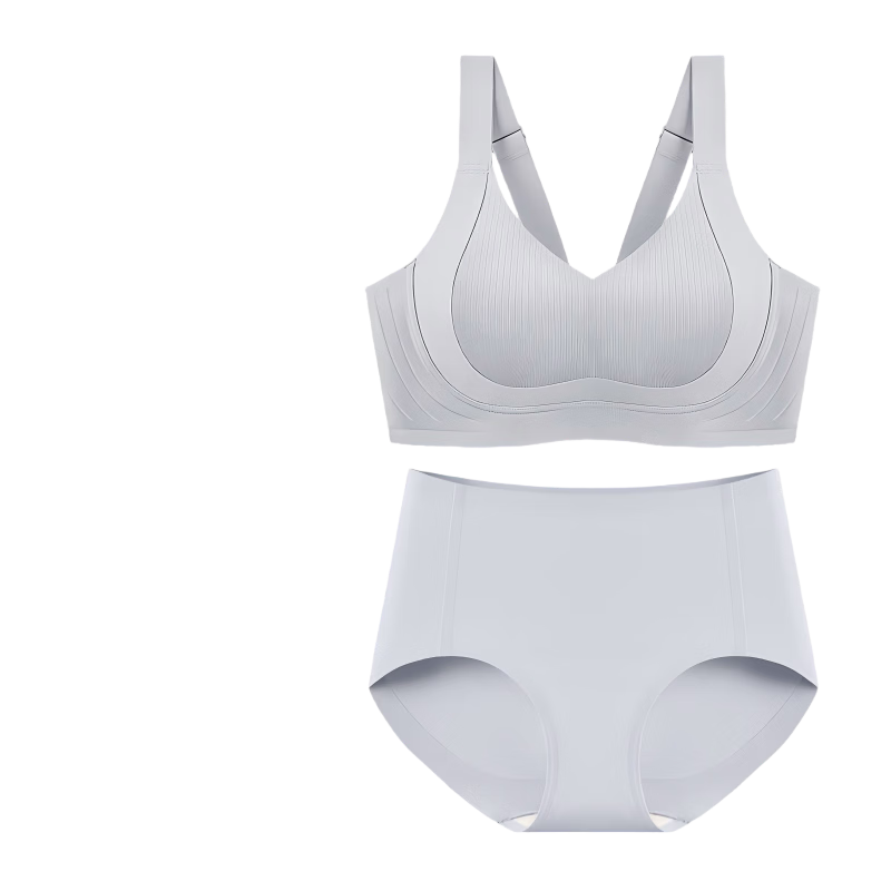 QianNaiMei Red Festive Wedding Large Bust Minimizing Side Support Main Year Bra Set Gray Blue 85D E+XL
