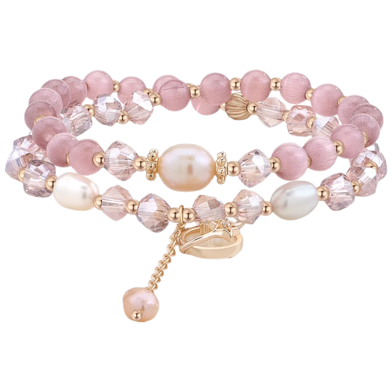 AJIDOU Bracelet, Elegant And Niche Design, Fashionable Imitation Crystal Beads, Layered Cat's Eye Bracelet, Gift for Girlfriend, Mid-Autumn Festival Present