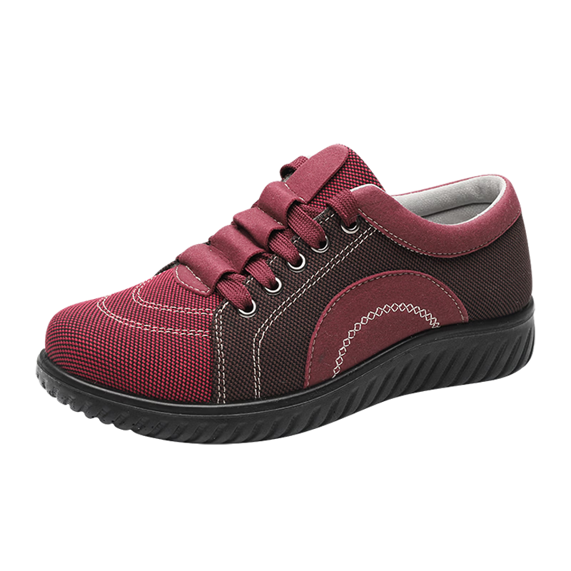 Lifeng Old Beijing Cloth Shoes Women Spring Mom Shoes Lightweight Breathable Casual Comfortable Sports Shoes Red Lace-up Flats Size 37