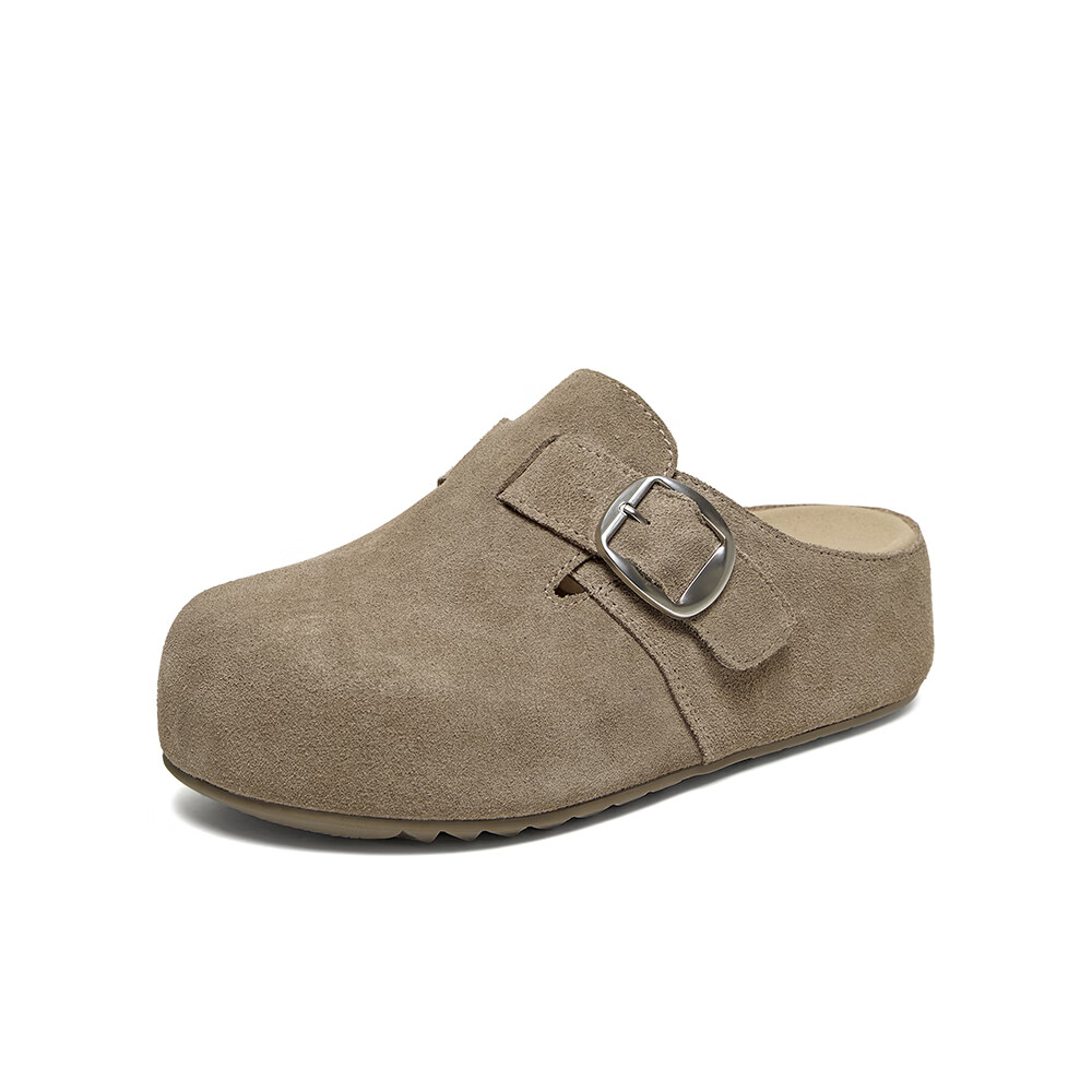 Basto Pistachio 2026 New Casual Closed-Toe Slip-On Thick-Soled Birkenstock Sandals, Women's Outdoor Slippers, Gray Thick Sole, Size 39