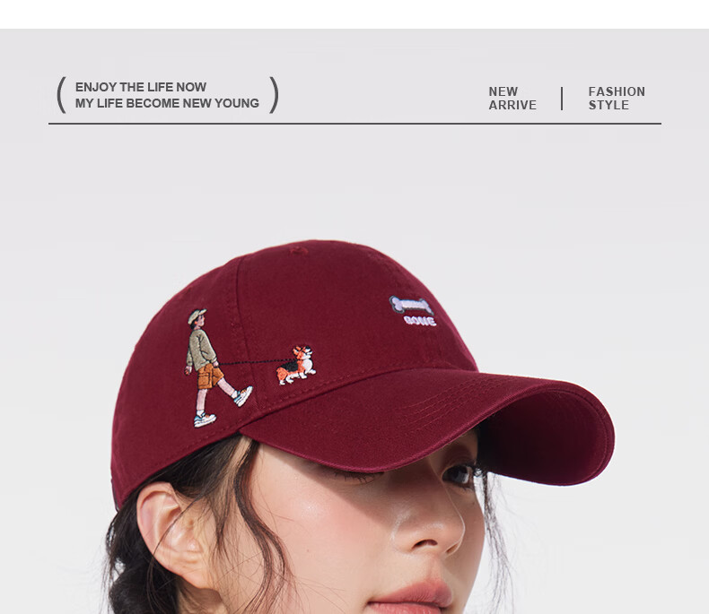 CACUSS Women's Spring New Embroidered Baseball Cap College Style Casual Slim Face Baseball Cap Men's Night Mist Black 5