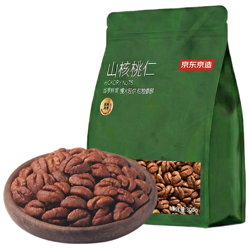 京东京造鲜来多 山核桃仁300g 25年新货临安小核桃仁非油炸每日坚果送礼