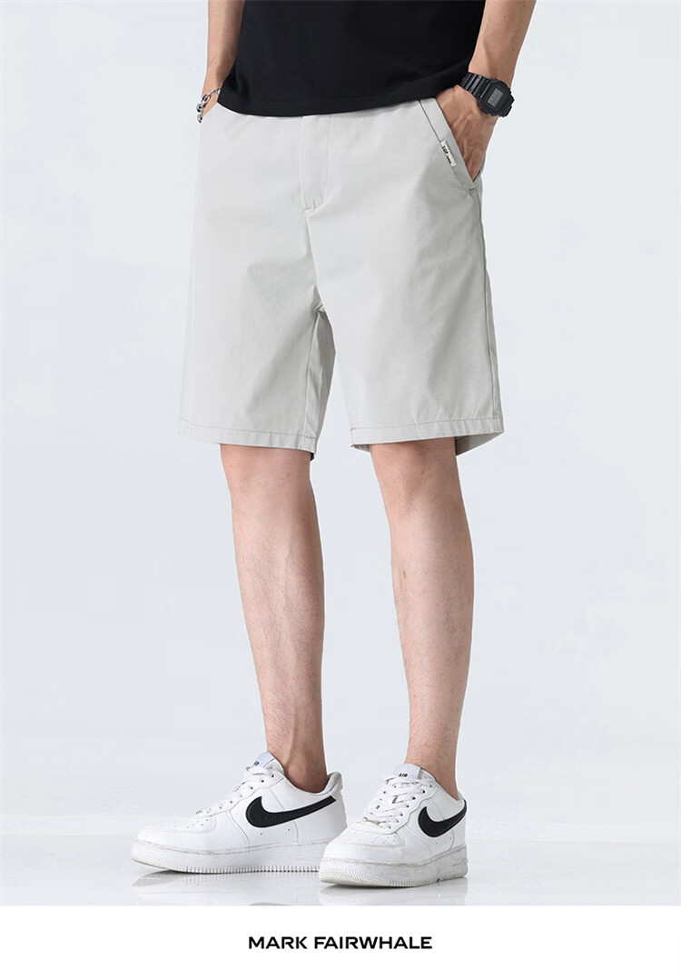 MARK FAIRWHALE Men's Shorts, Summer Business Casual Pants, Lightweight Straight-Leg Five-Point Shorts, Versatile Youth Trousers for Me 22