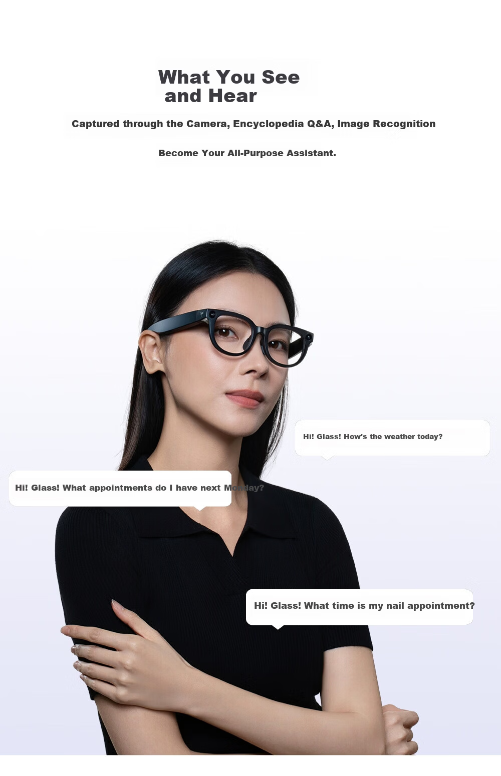 KTC AI Translation Smart Glasses Real-time Conversation Simultaneous Translator Xiaomi Alternative Portable Travel Meeting Assistant Bluetooth Recording Audio Glasses KTC-G1 18