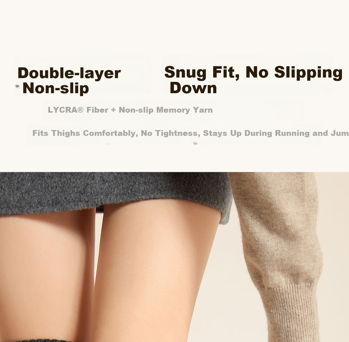 Mianzhuwu Knee Support Over-the-Knee Long Socks for Women Autumn Winter Thigh Warmers Fleece Lined Thickened High Tube Socks 2 Pairs 9