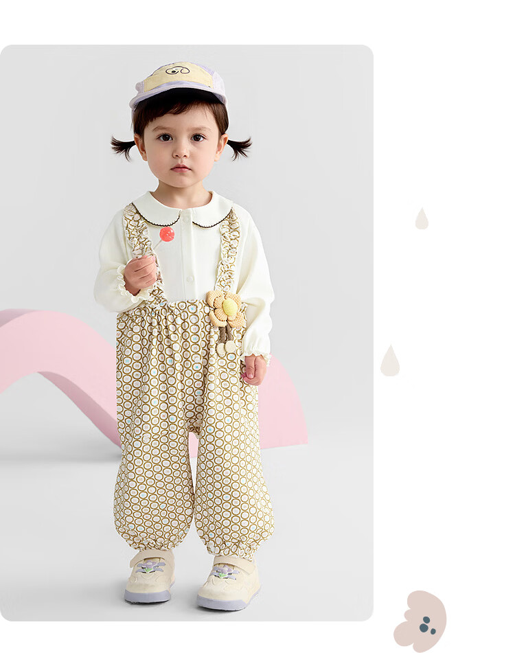 Balabala Baby Girls' Romper Cute Playful Faux Two-Piece Strap Design Infant Jumpsuit 8