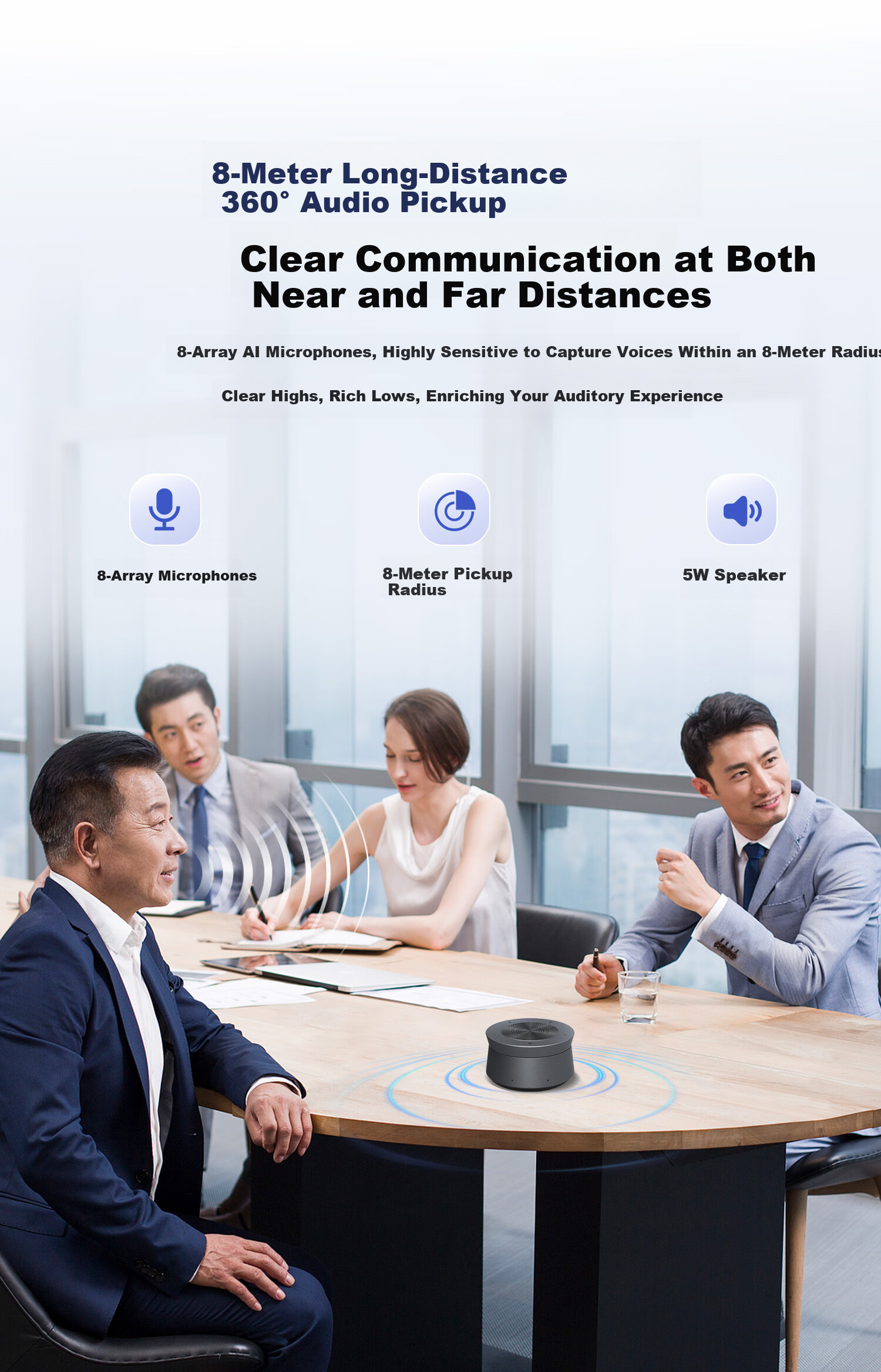 MAXHUB Video Conference Omnidirectional Microphone / 8m Pickup Driver-Free Wireless Connection Bluetooth Speaker Cascade for >60㎡ Meeting Room Solution BM50 4