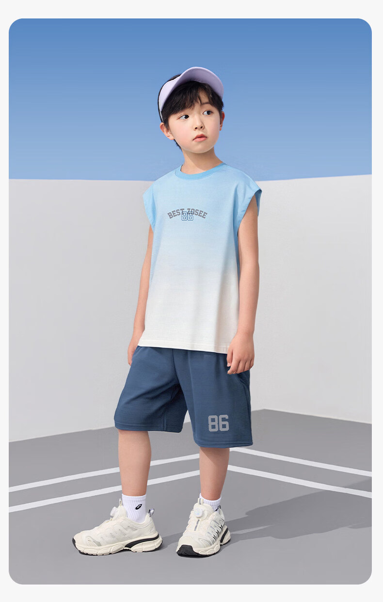 Zuo Xi Boys Quick-Dry Sports Vest Set 2026 New Summer Children's Mesh Moisture-Wicking Short Sleeve Mint Green 150 27