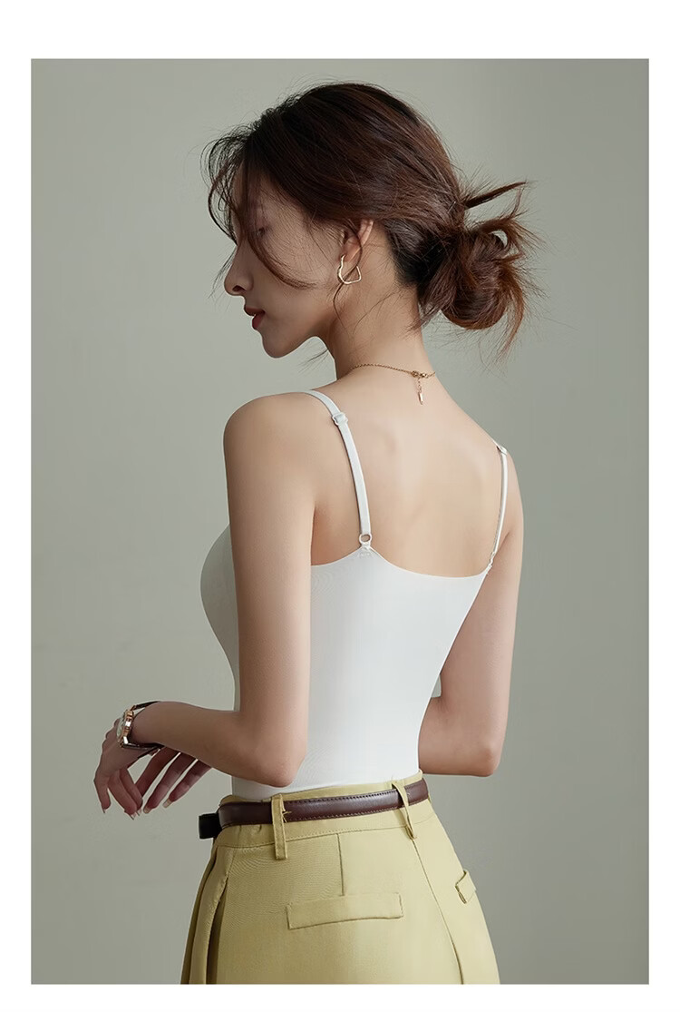 Urban Beauty [No Bra Needed] Women's Camisole with Chest Pad, Ice Silk Thin Seamless Back Beauty Underwear, Wearable as Outerwear or Innerwear 10