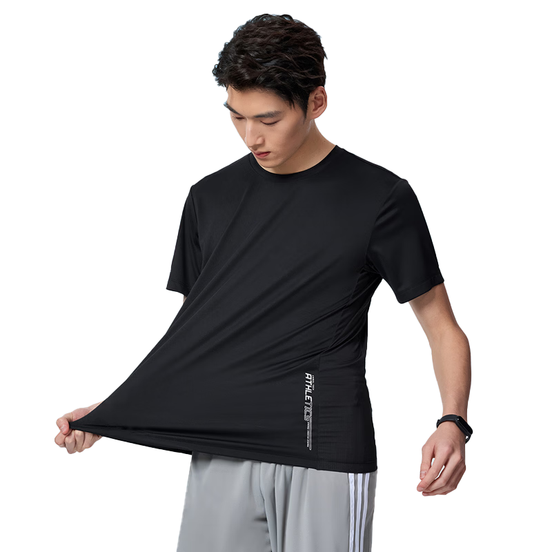 CAMEL Quick-Dry Sports T-Shirt Men Cooling Sun Protection Running Short Sleeve Top C16BAVL6021 Phantom Black L