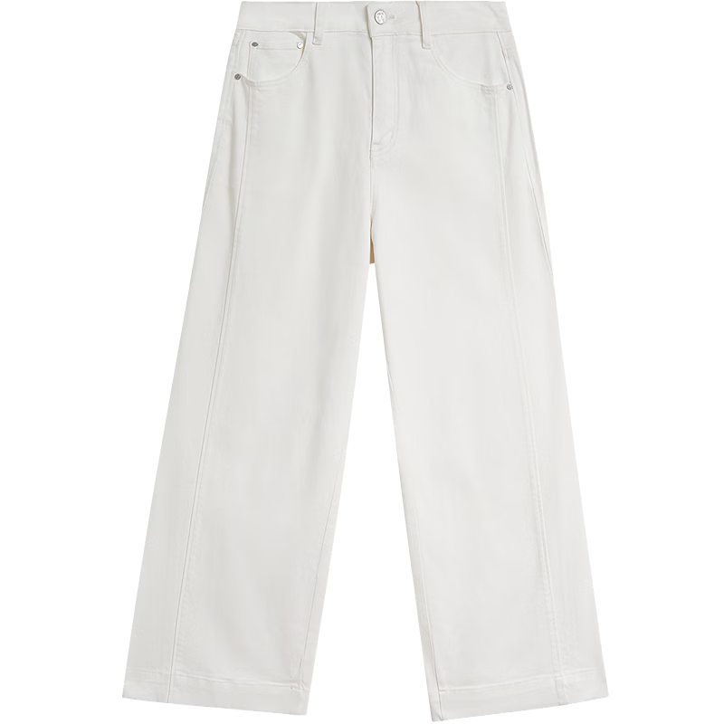 INMAN Vintage Simple White Wide-Leg Jeans 26 Summer Women's New Casual Straight Pants Pearl White 29