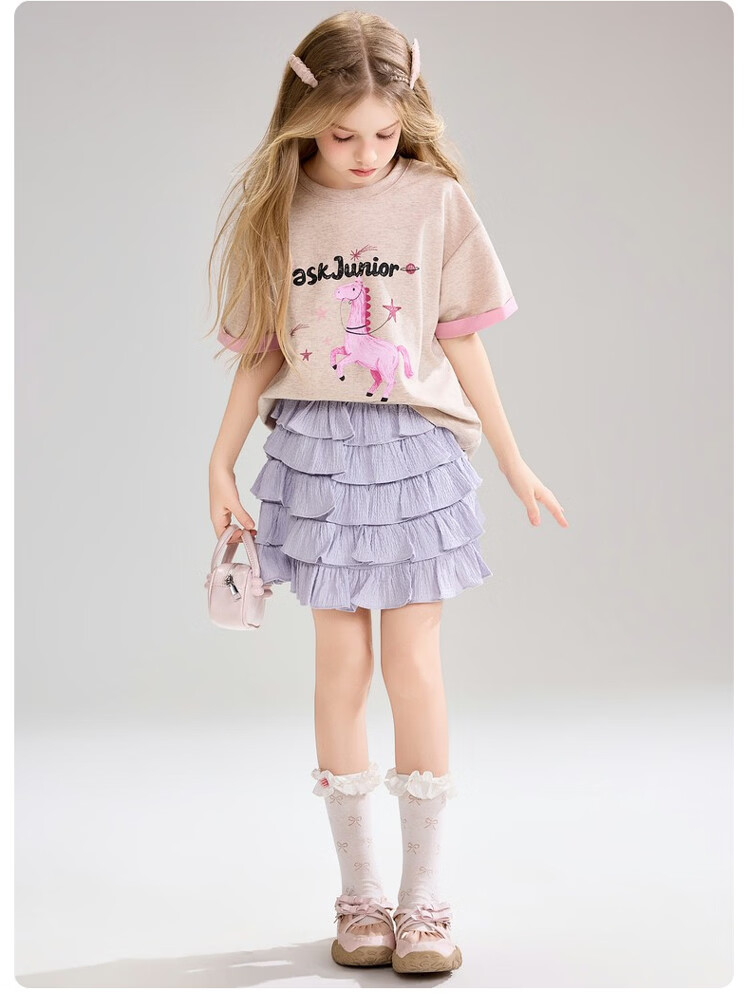 ASK JUNIOR Kids Short Sleeve T-Shirt Summer Fashion Printed Half Sleeve Base Shirt Girls Sweet Cute Top 10