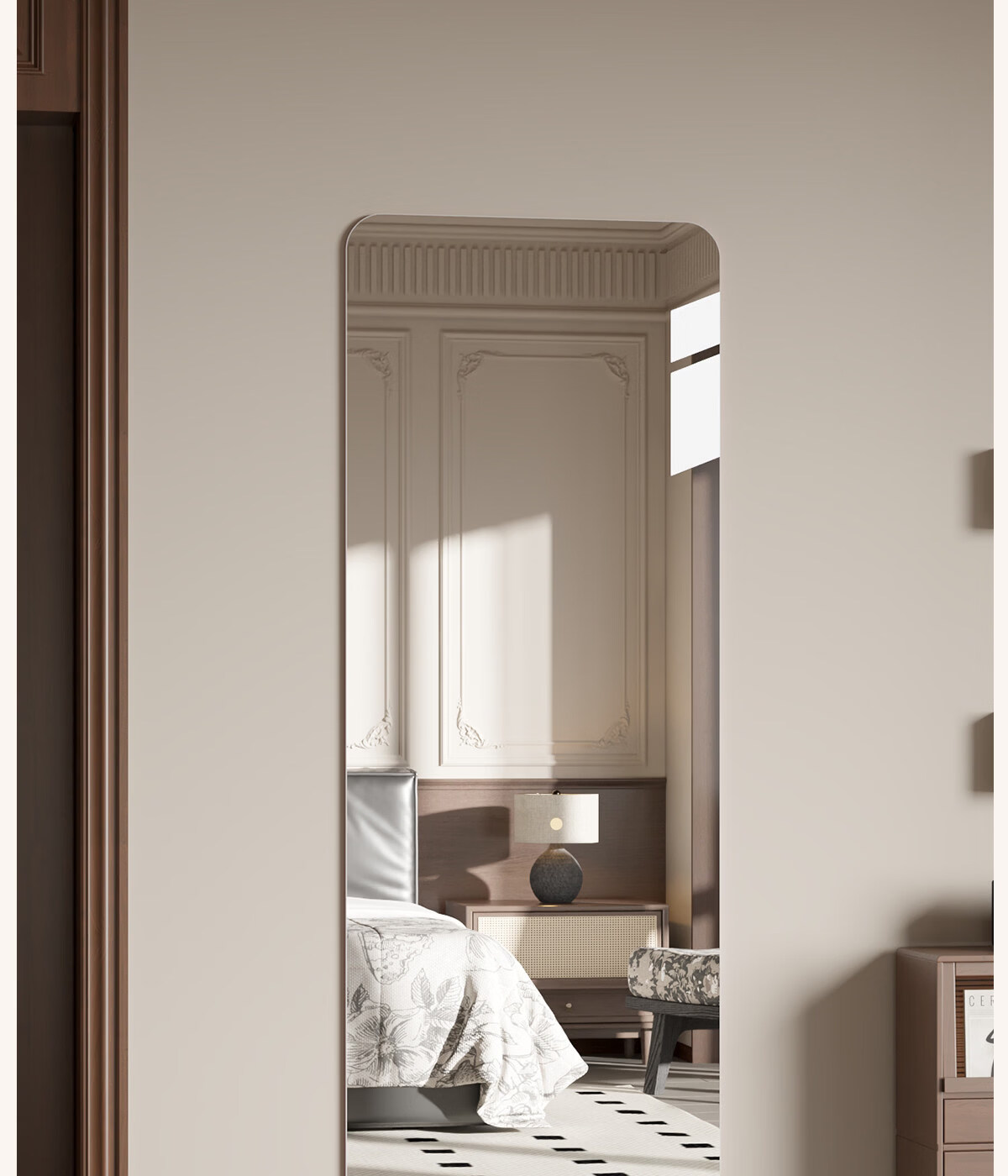 Xiaojiangcai Full-Length Mirror Dressing Mirror Adhesive Cabinet Door Wall Sticker Self-Adhesive Home Dormitory Invisible HD Fitting Mirror 45*160cm 21
